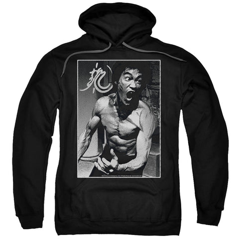 Bruce Lee/focused Rage-adult Pull-over Hoodie-black