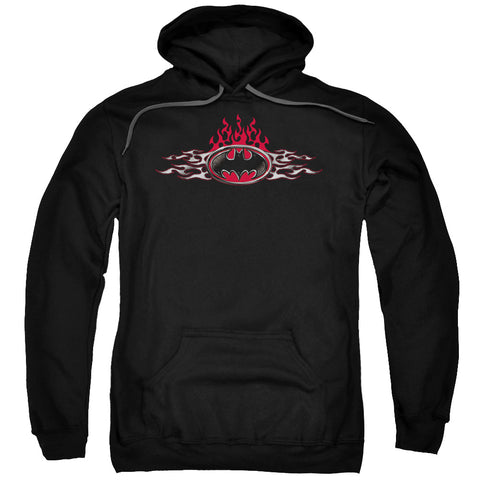 Batman/steel Flames Logo-adult Pull-over Hoodie-black