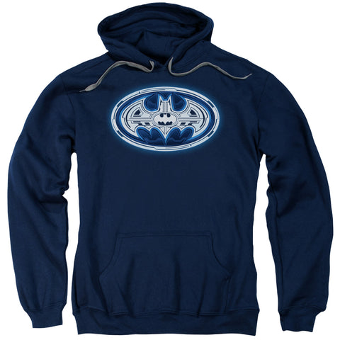 Batman/cyber Bat Shield-adult Pull-over Hoodie-navy