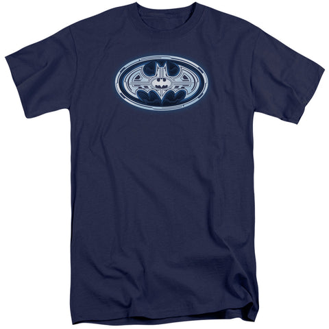 Batman/cyber Bat Shield-s/s Adult Tall-navy