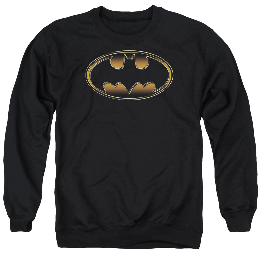 Batman/black & Gold Embossed-adult Crewneck Sweatshirt-black
