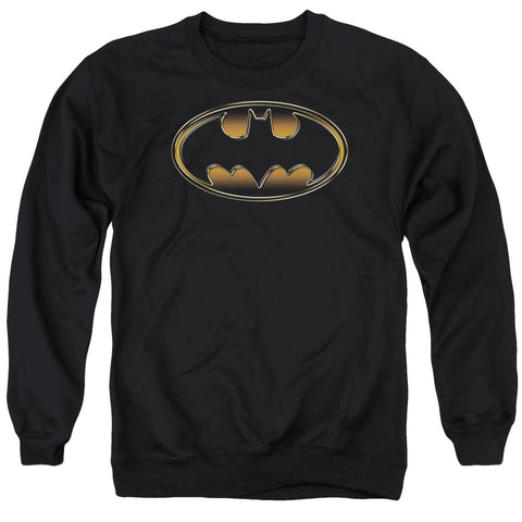 Batman/black & Gold Embossed-adult Crewneck Sweatshirt-black
