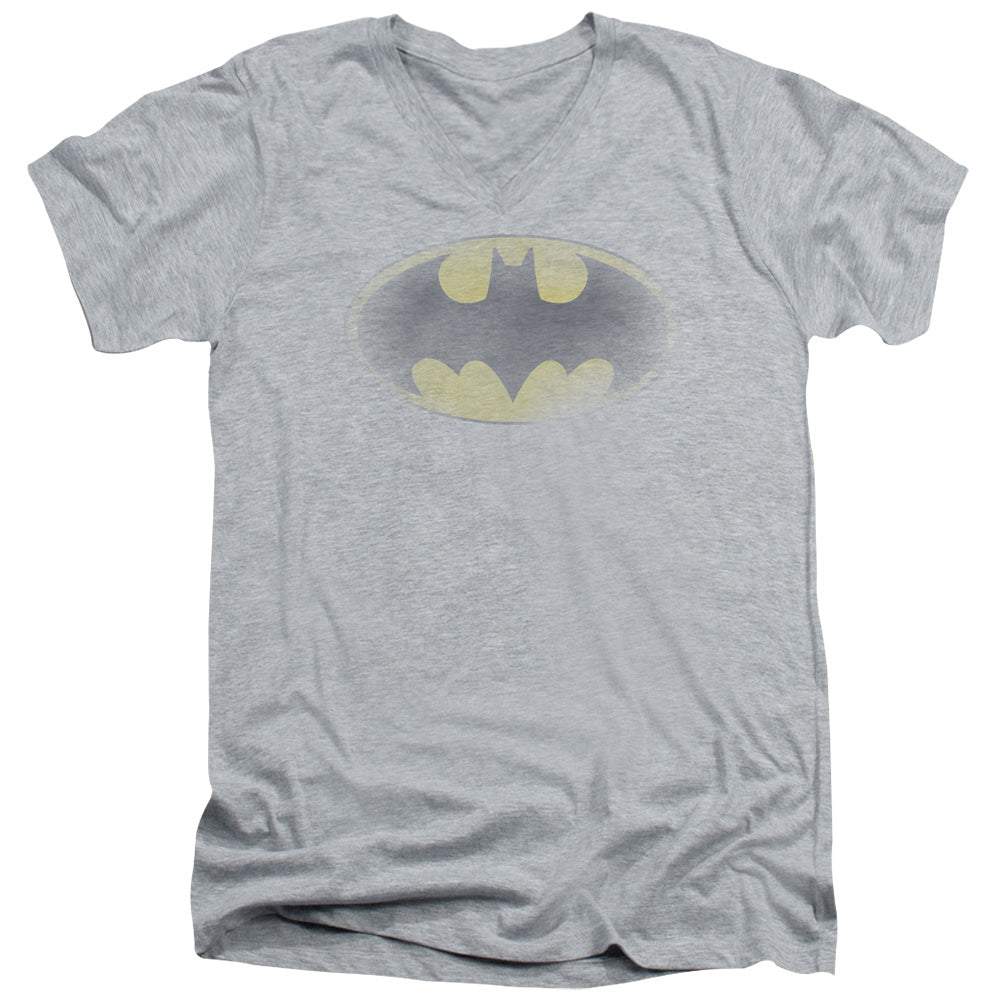 Batman/faded Logo - S/s Adult V-neck - Athletic Heather