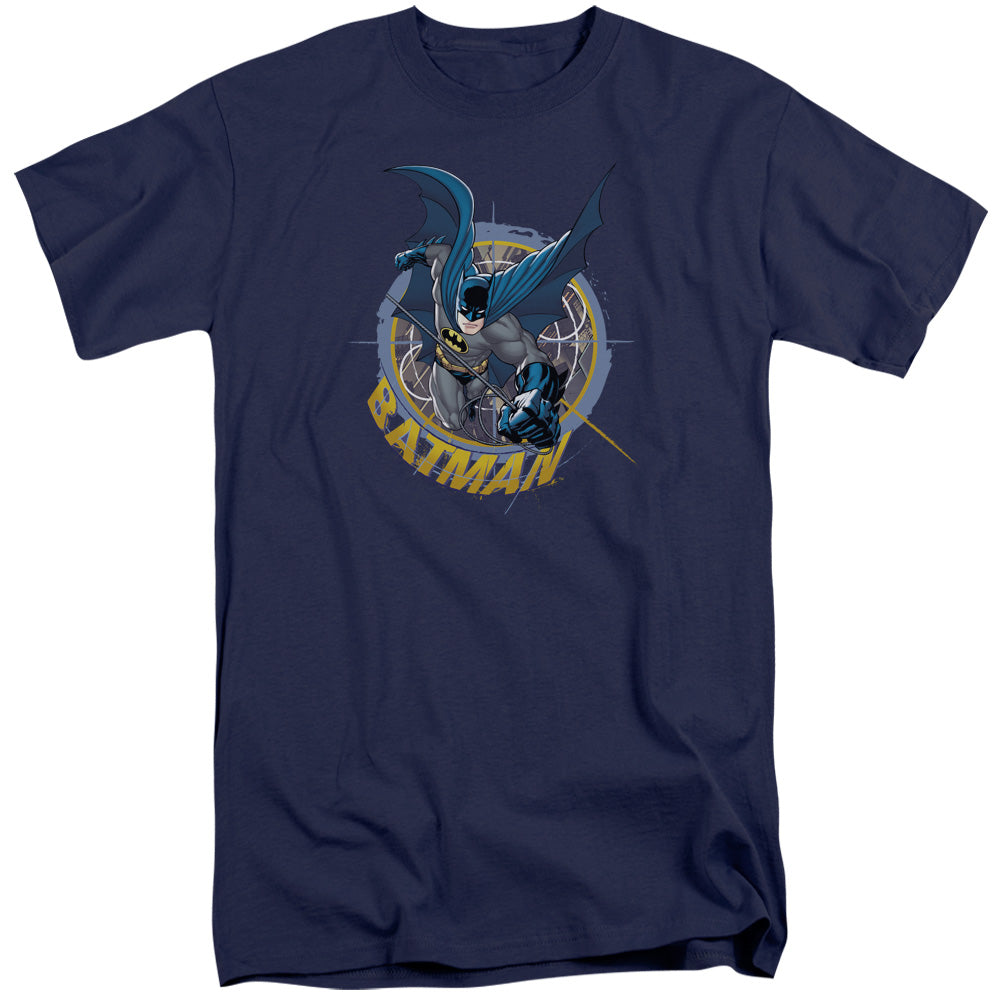 Batman/in The Crosshairs-s/s Adult Tall-navy