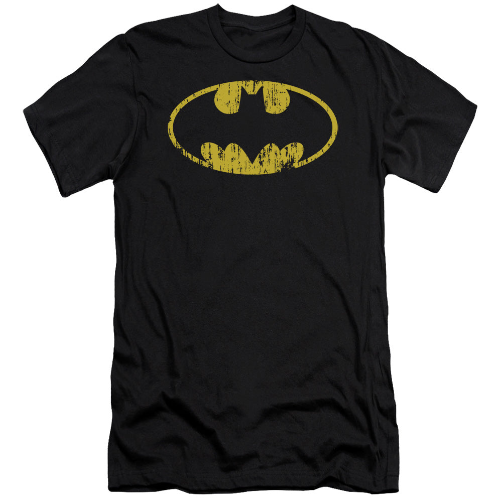 Batman/classic Logo Distressed - S/s Adult 30/1 - Black