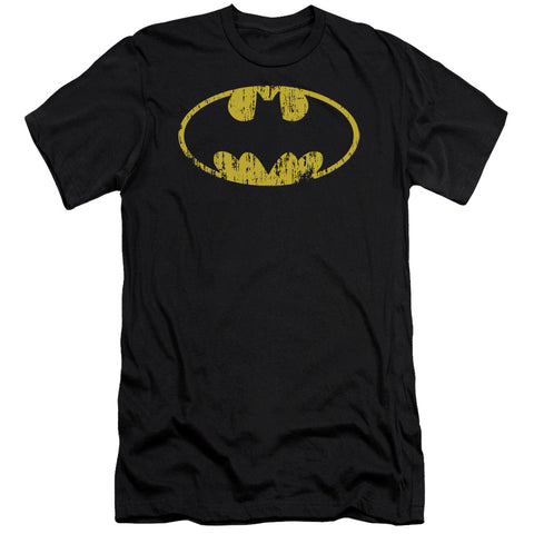 Batman/classic Logo Distressed - S/s Adult 30/1 - Black