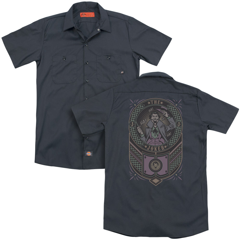 Batman/joker Checkered Sign (back Print) - Adult Work Shirt - Charcoal