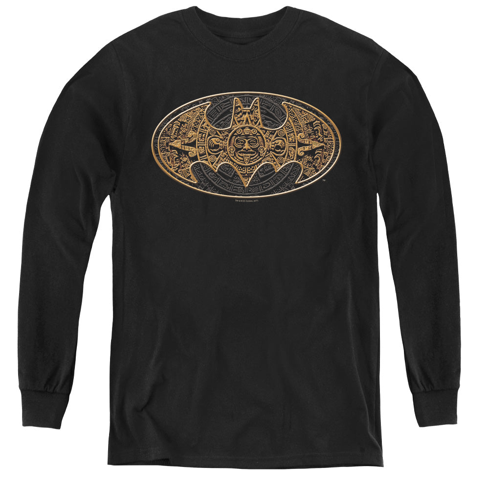 Batman/aztec Bat Logo - Youth Long Sleeve Tee - Black
