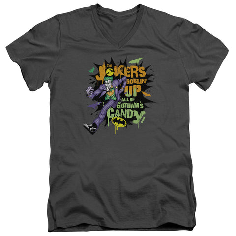 Batman/goblin Candy - S/s Adult V-neck - Charcoal