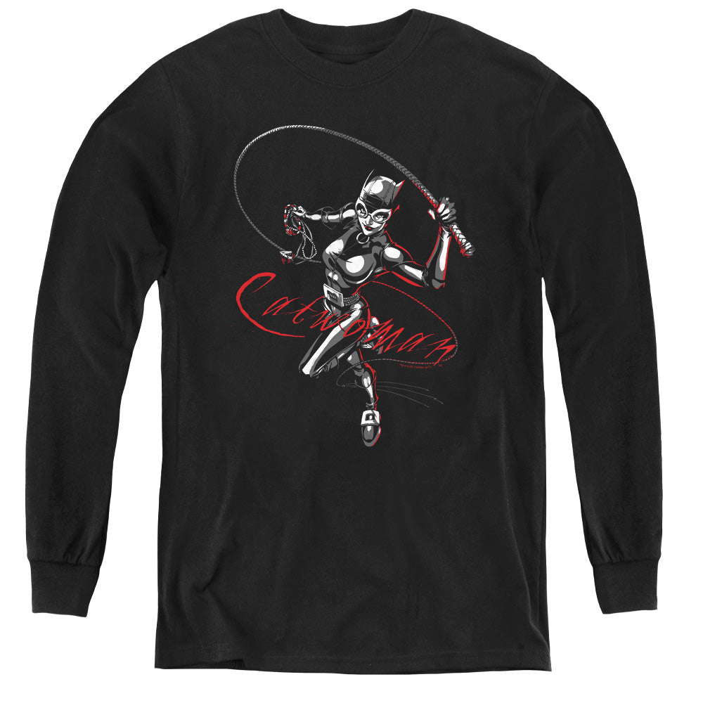 Batman/kitten With A Whip - Youth Long Sleeve Tee - Black
