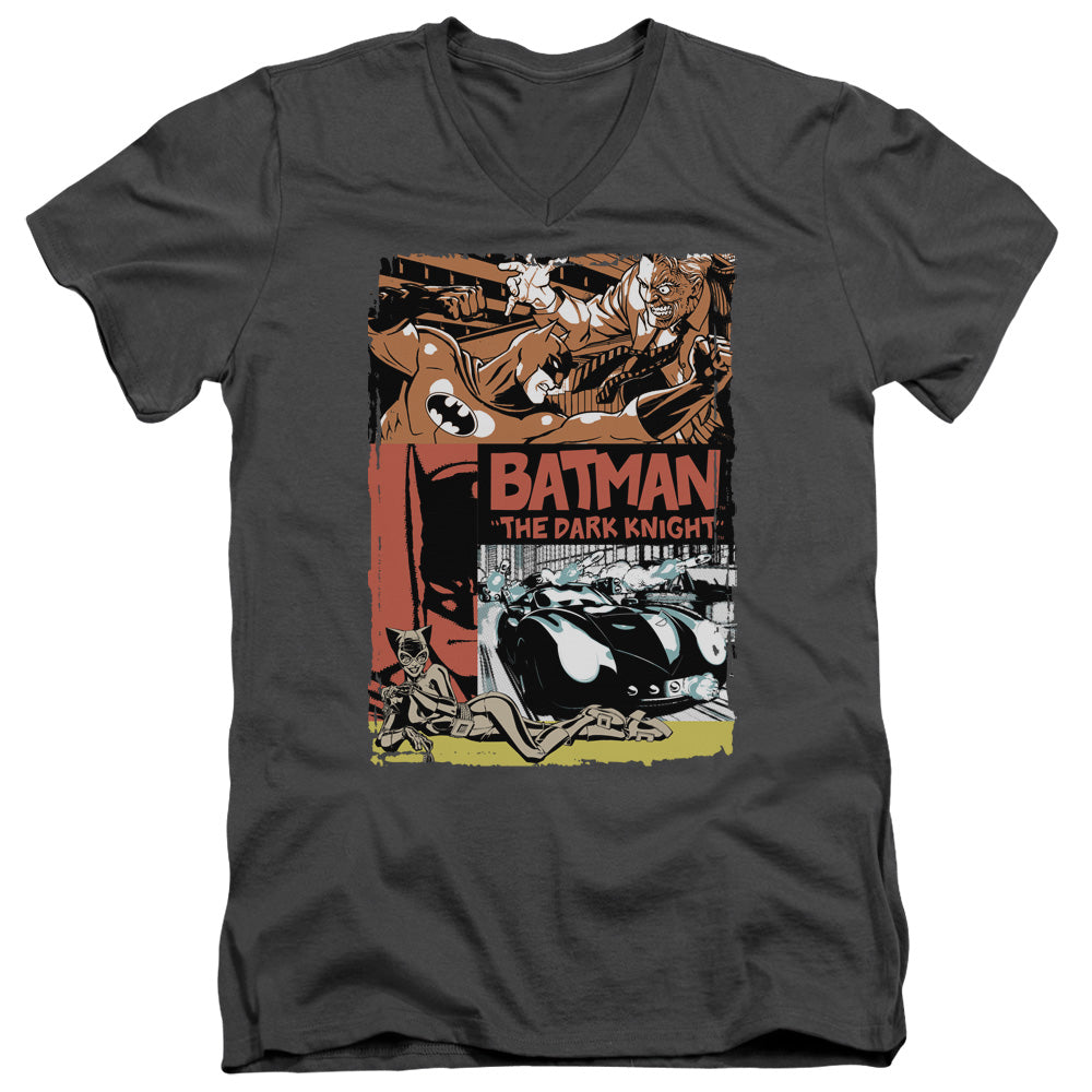 Batman/old Movie Poster - S/s Adult V-neck - Charcoal