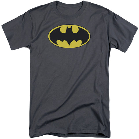 Batman/classic Bat Logo-s/s Adult Tall-charcoal