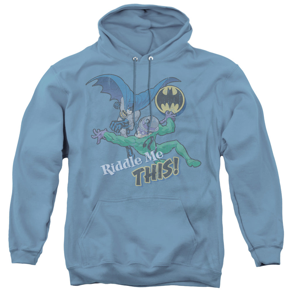 Batman/riddle Me This - Adult Pull-over Hoodie - Carolina Blue