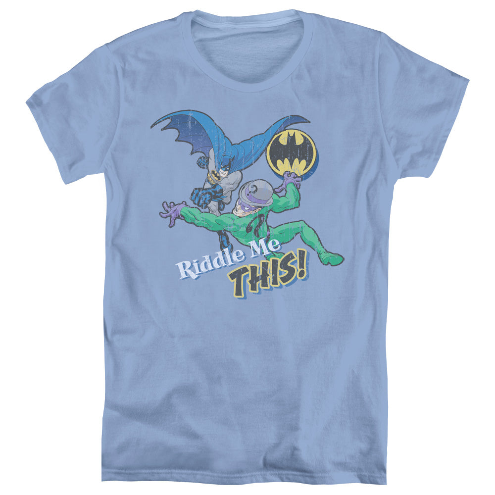 Batman/riddle Me This - S/s Womens Tee - Carolina Blue