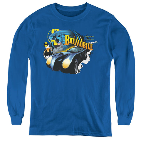Batman/batmobile - Youth Long Sleeve Tee - Royal Blue