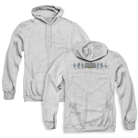Batman/skateboard Bats (back Print) - Adult Zipper Hoodie - Athletic Heather