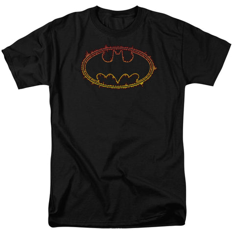 Batman/flame Outlined Logo - S/s Adult 18/1 - Black