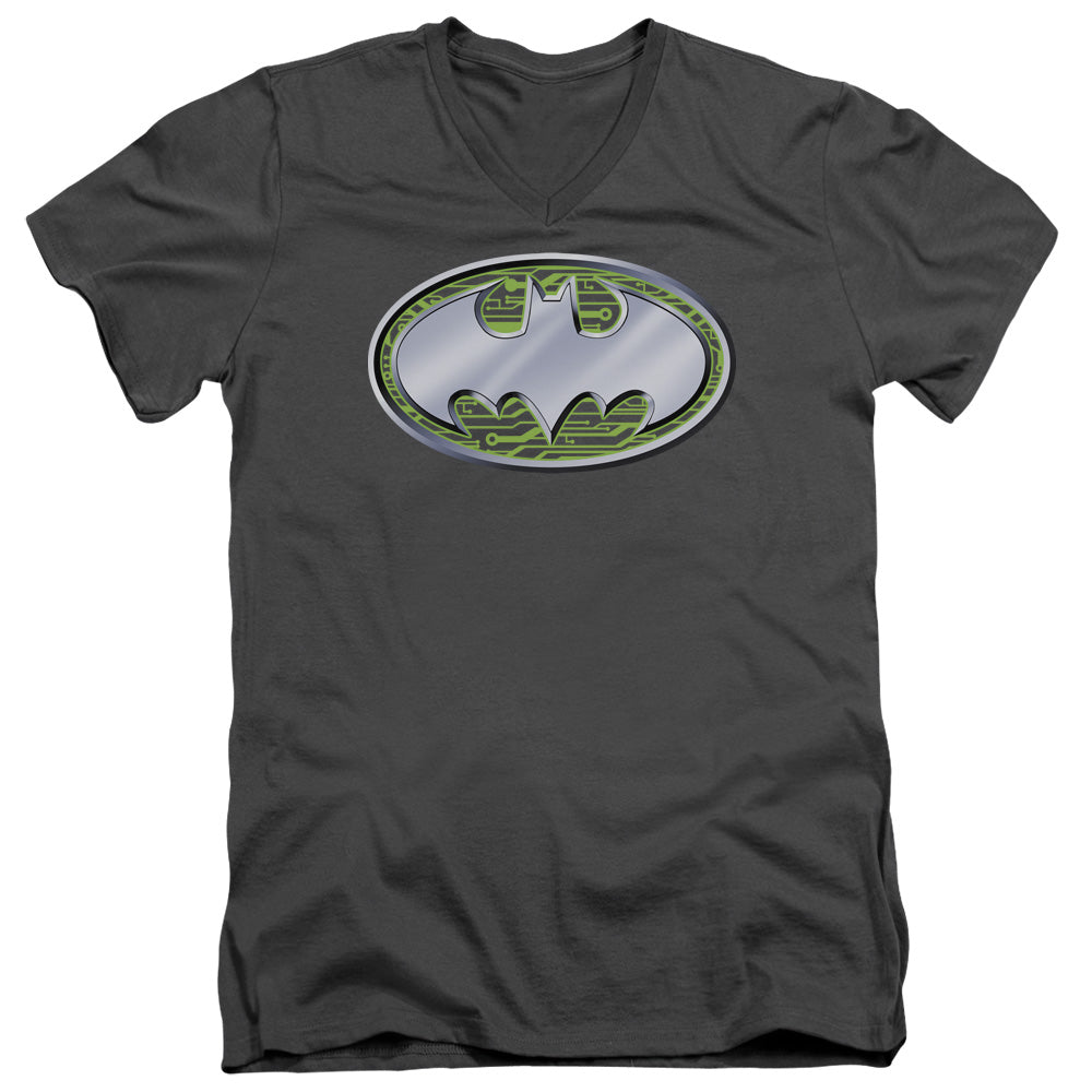Batman/circuits Logo - S/s Adult V-neck - Charcoal