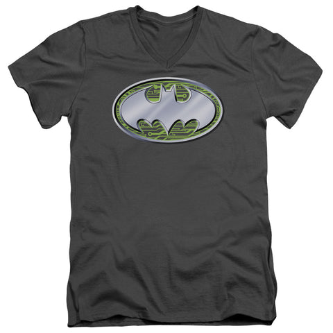 Batman/circuits Logo - S/s Adult V-neck - Charcoal