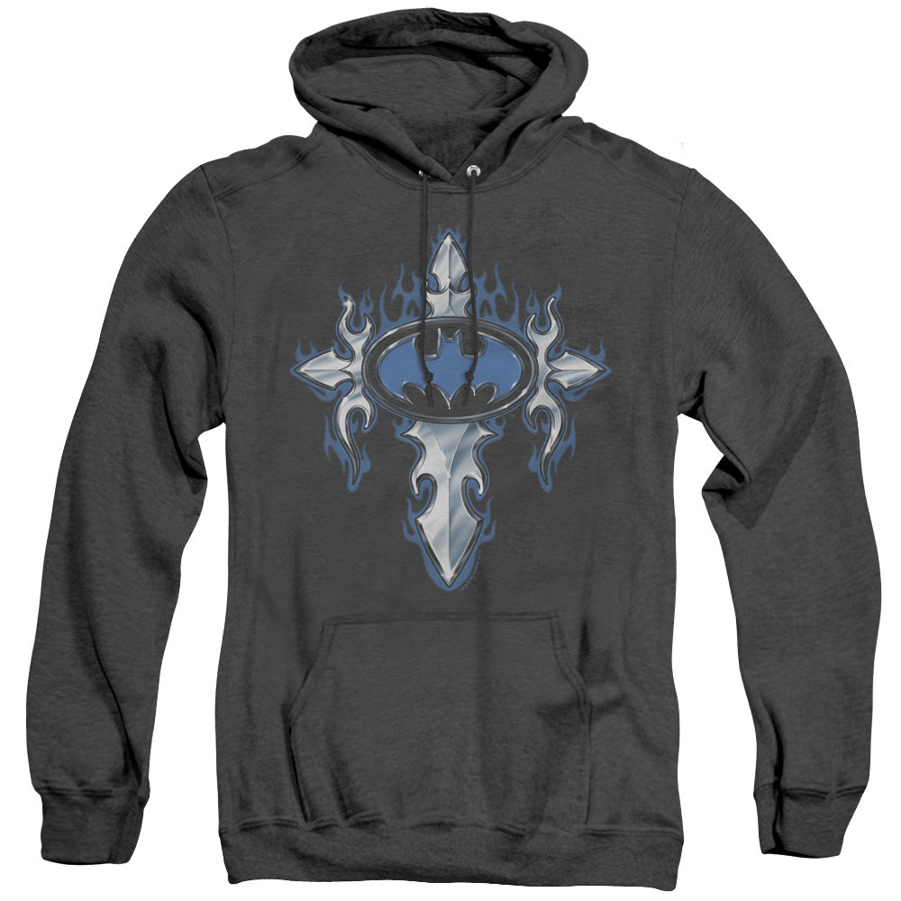 Batman/gothic Steel Logo - Adult Heather Hoodie - Black