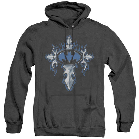 Batman/gothic Steel Logo - Adult Heather Hoodie - Black