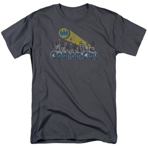 Batman/gotham City Distressed - S/s Adult 18/1 - Charcoal