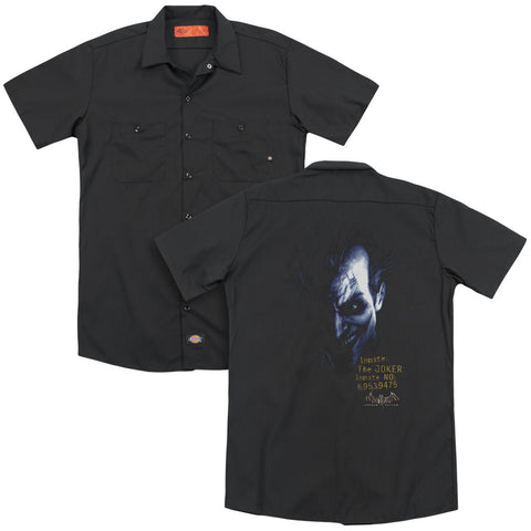 Batman Aa/arkham Joker (back Print) - Adult Work Shirt - Black