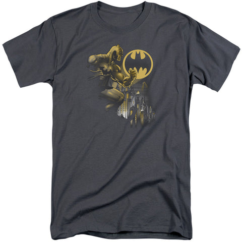 Batman/bat Signal-s/s Adult Tall-charcoal