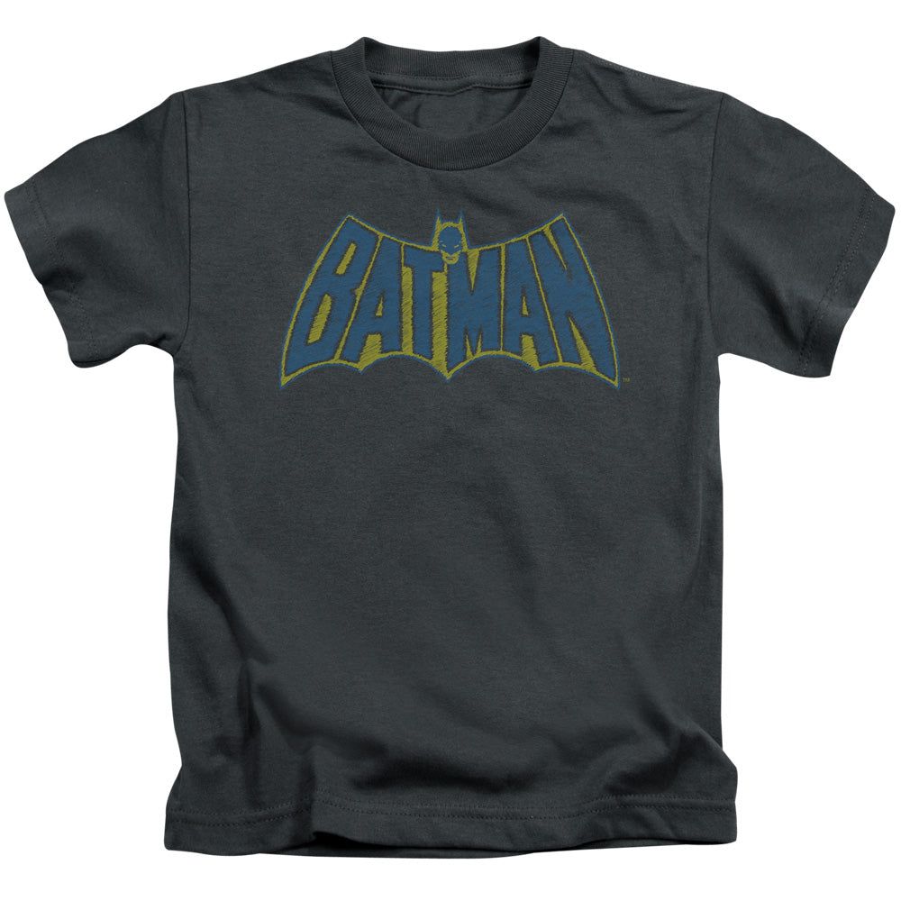 Batman/sketch Logo - S/s Juvenile 18/1 - Charcoal