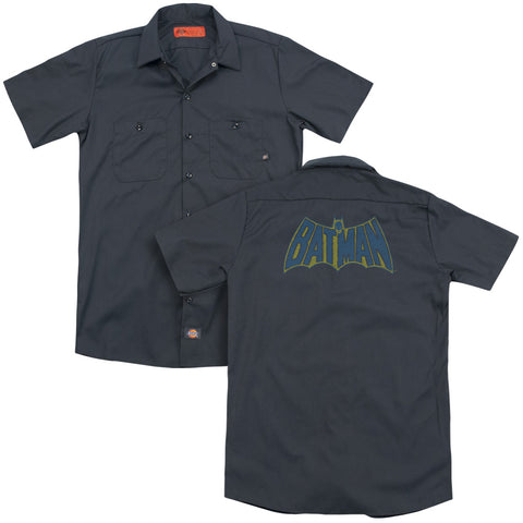 Batman/sketch Logo (back Print) - Adult Work Shirt - Charcoal
