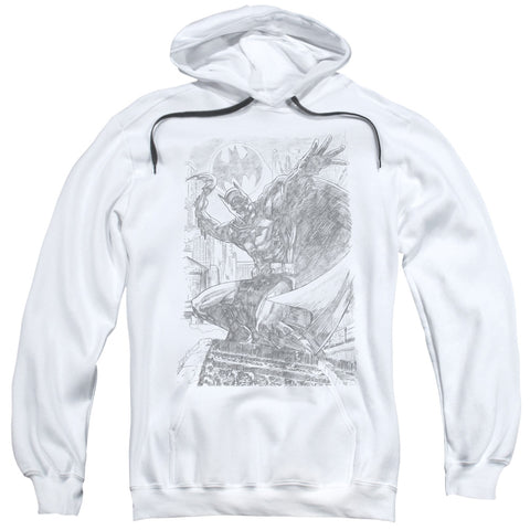 Batman/pencil Batarang Throw-adult Pull-over Hoodie-white