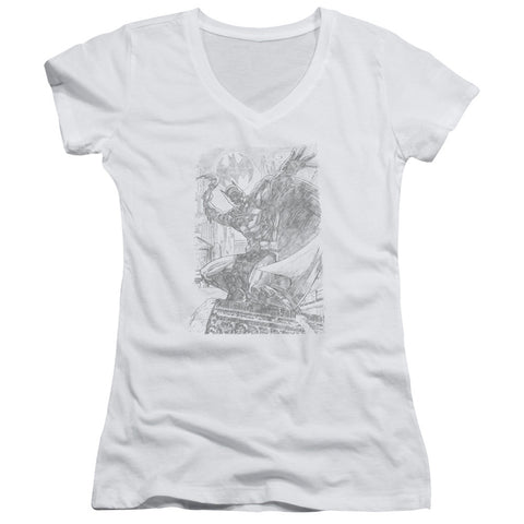 Juniors Sheer Cap Sleeve V-Neck