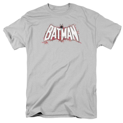 Batman/plaid Splat Logo - S/s Adult 18/1 - Silver