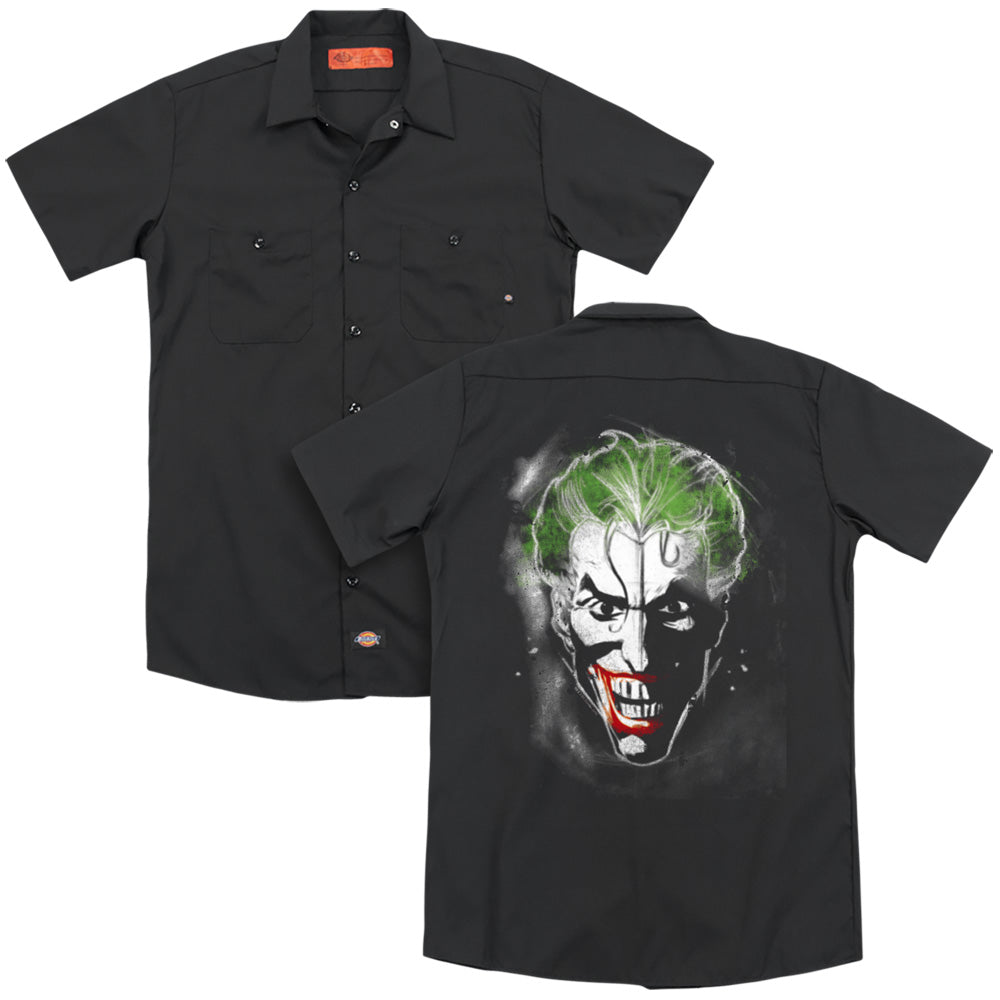 Batman/face Of Madness (back Print) - Adult Work Shirt - Black