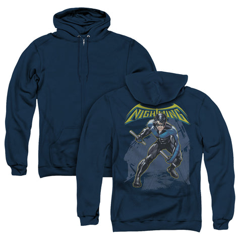 Batman/nightwing (back Print) - Adult Zipper Hoodie - Navy