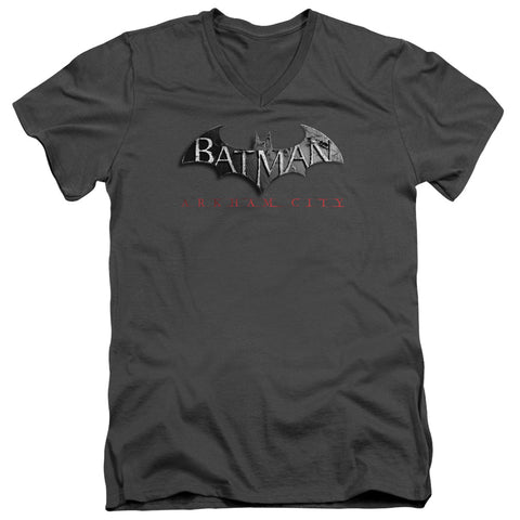 Arkham City/logo - S/s Adult V-neck - Charcoal