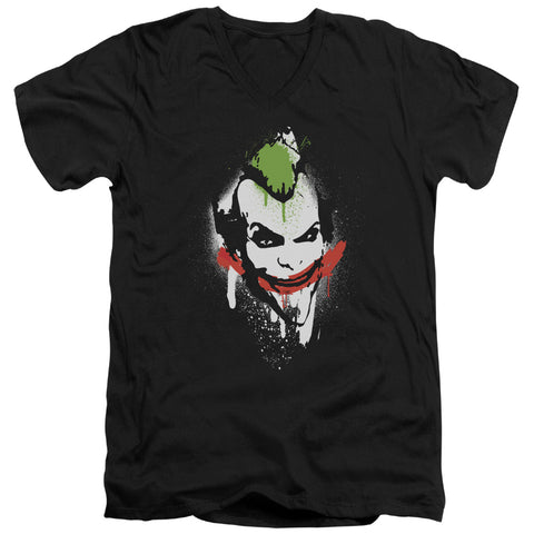 Arkham City/spraypaint Smile - S/s Adult V-neck - Black