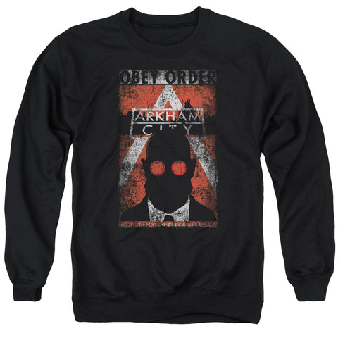 Arkham City/obey Order Poster - Adult Crewneck Sweatshirt - Black