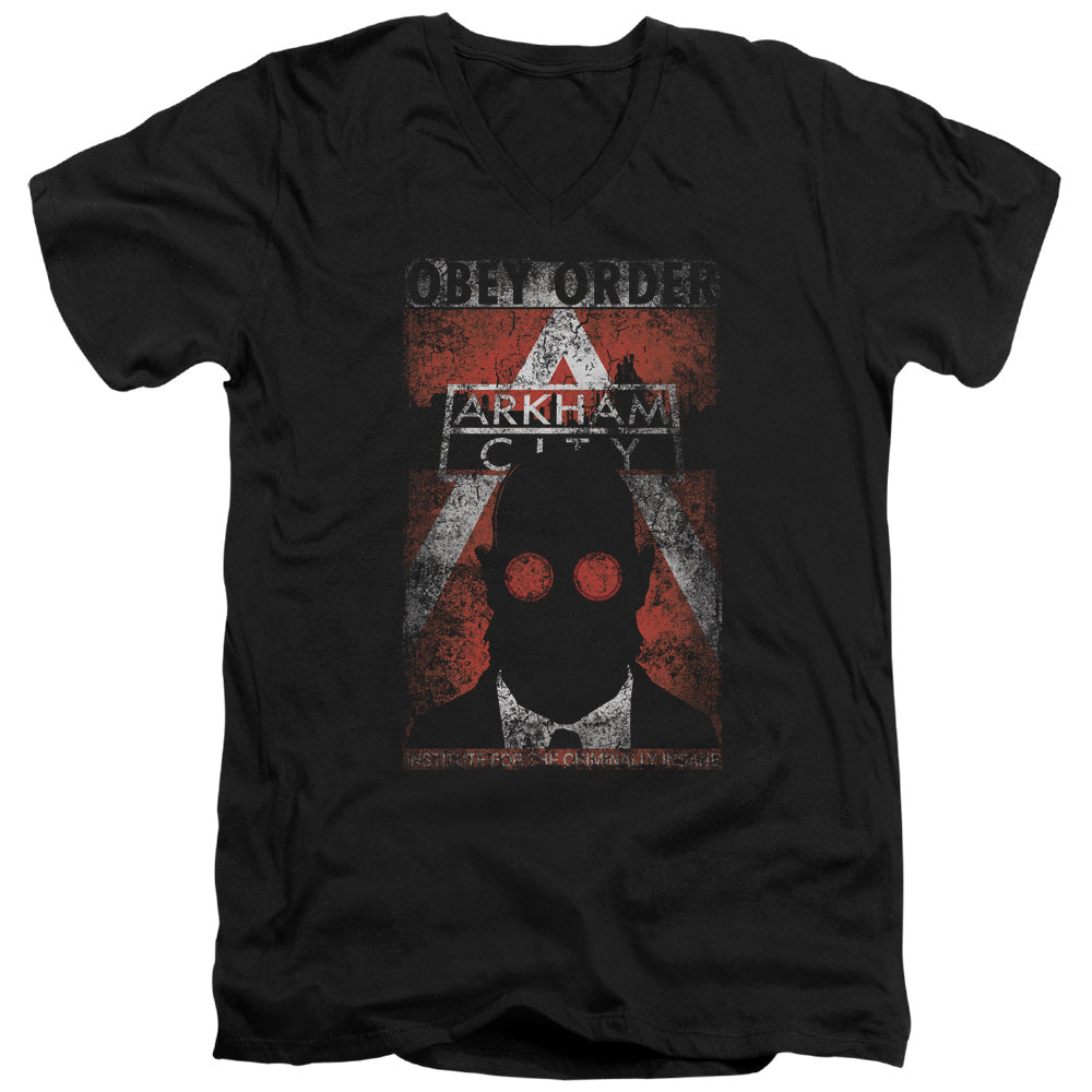 Arkham City/obey Order Poster - S/s Adult V-neck - Black