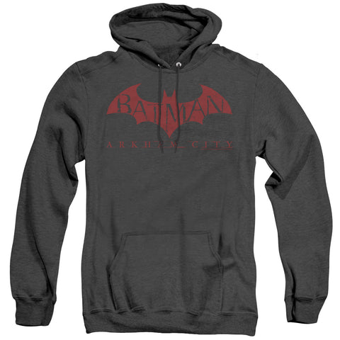 Arkham City/red Bat - Adult Heather Hoodie - Black