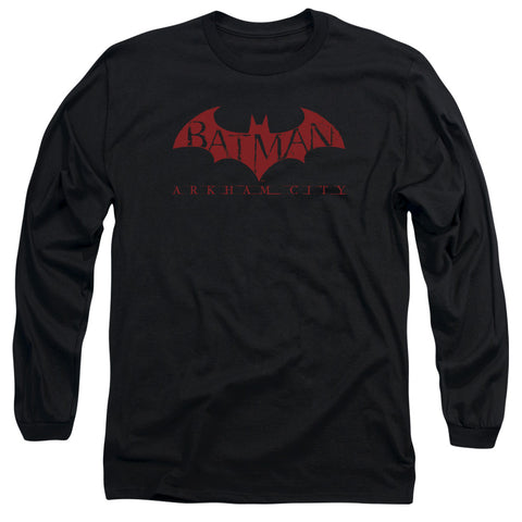 Arkham City/red Bat - L/s Adult 18/1 - Black