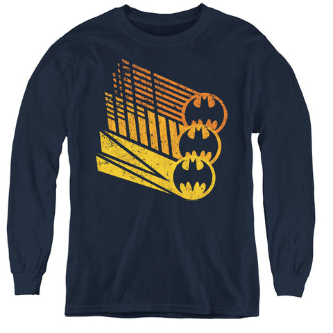 Batman/bat Signal Shapes - Youth Long Sleeve Tee - Navy
