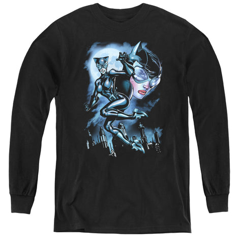 Batman/moonlight Cat - Youth Long Sleeve Tee - Black