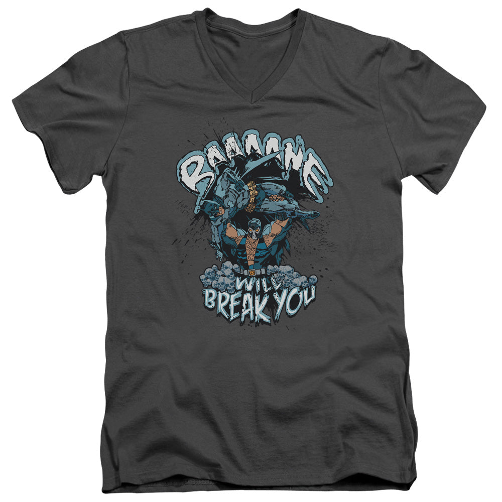 Batman/bane Will Break You - S/s Adult V-neck - Charcoal