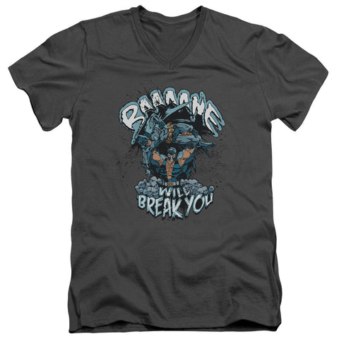 Batman/bane Will Break You - S/s Adult V-neck - Charcoal