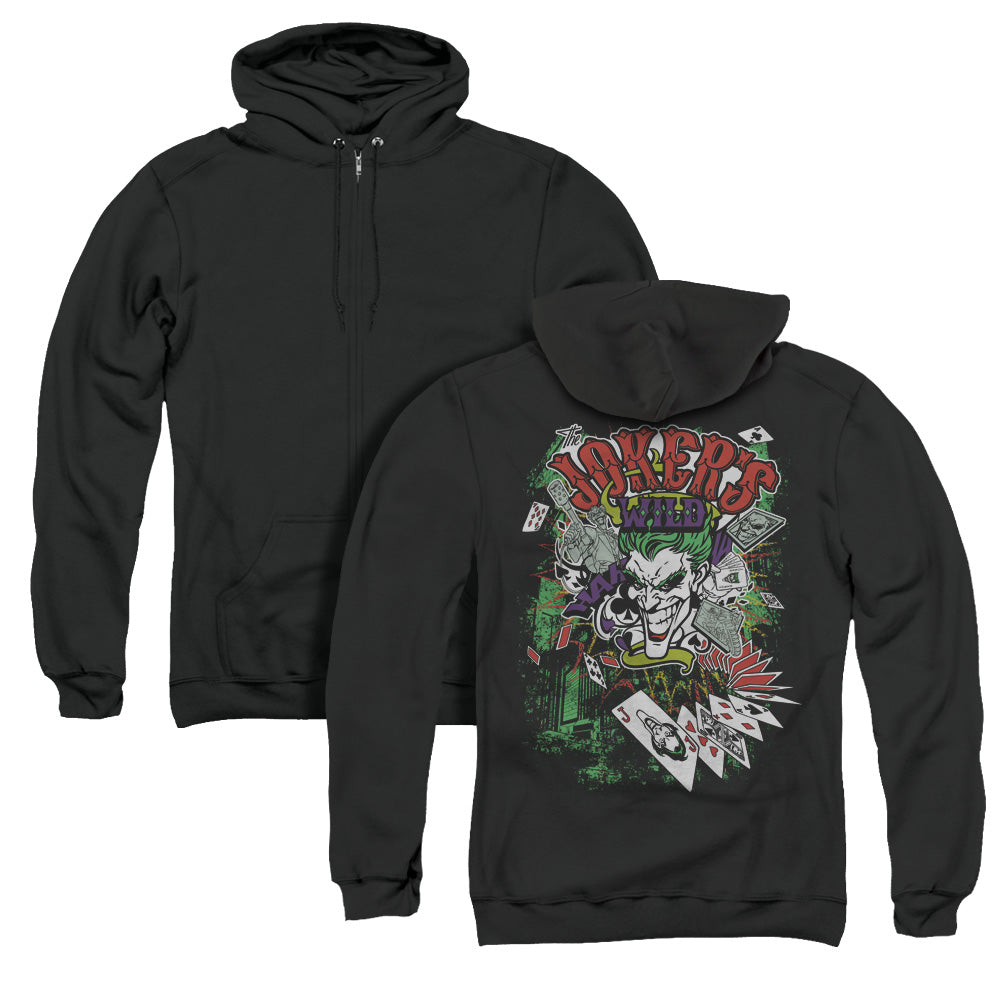 Batman/jokers Wild (back Print) - Adult Zipper Hoodie - Black