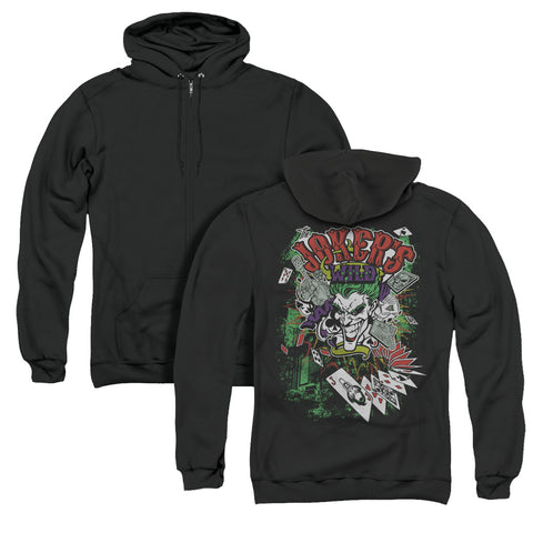 Batman/jokers Wild (back Print) - Adult Zipper Hoodie - Black