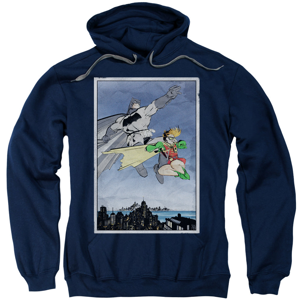 Batman/dkr Duo-adult Pull-over Hoodie-navy