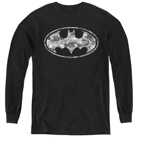 Batman/urban Camo Shield - Youth Long Sleeve Tee - Black