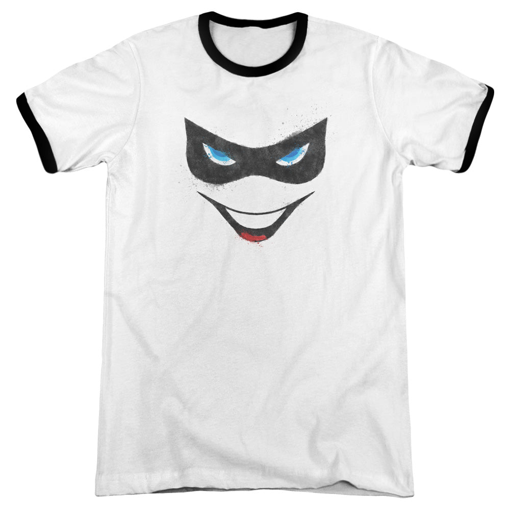 Batman/harley Face - Adult Ringer - White/black